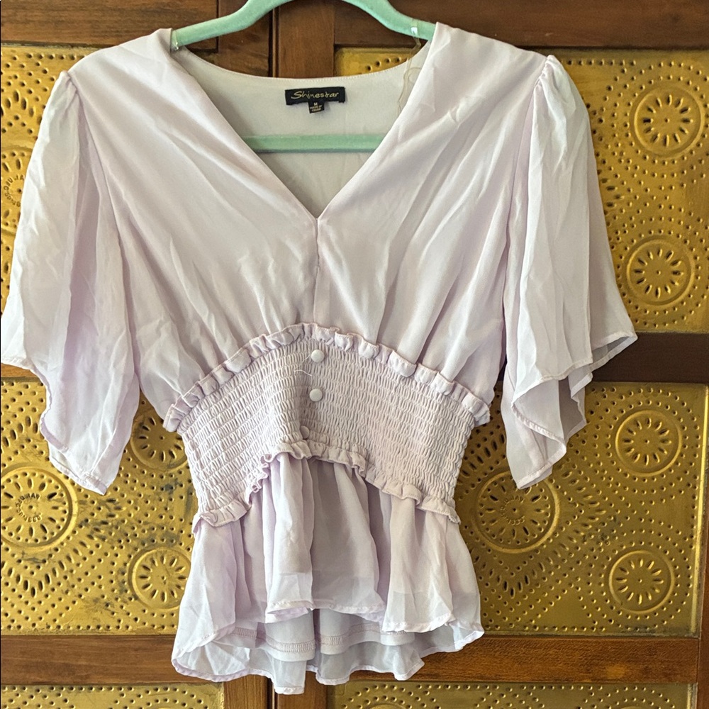 Shinestar Lavender Smocked Blouse